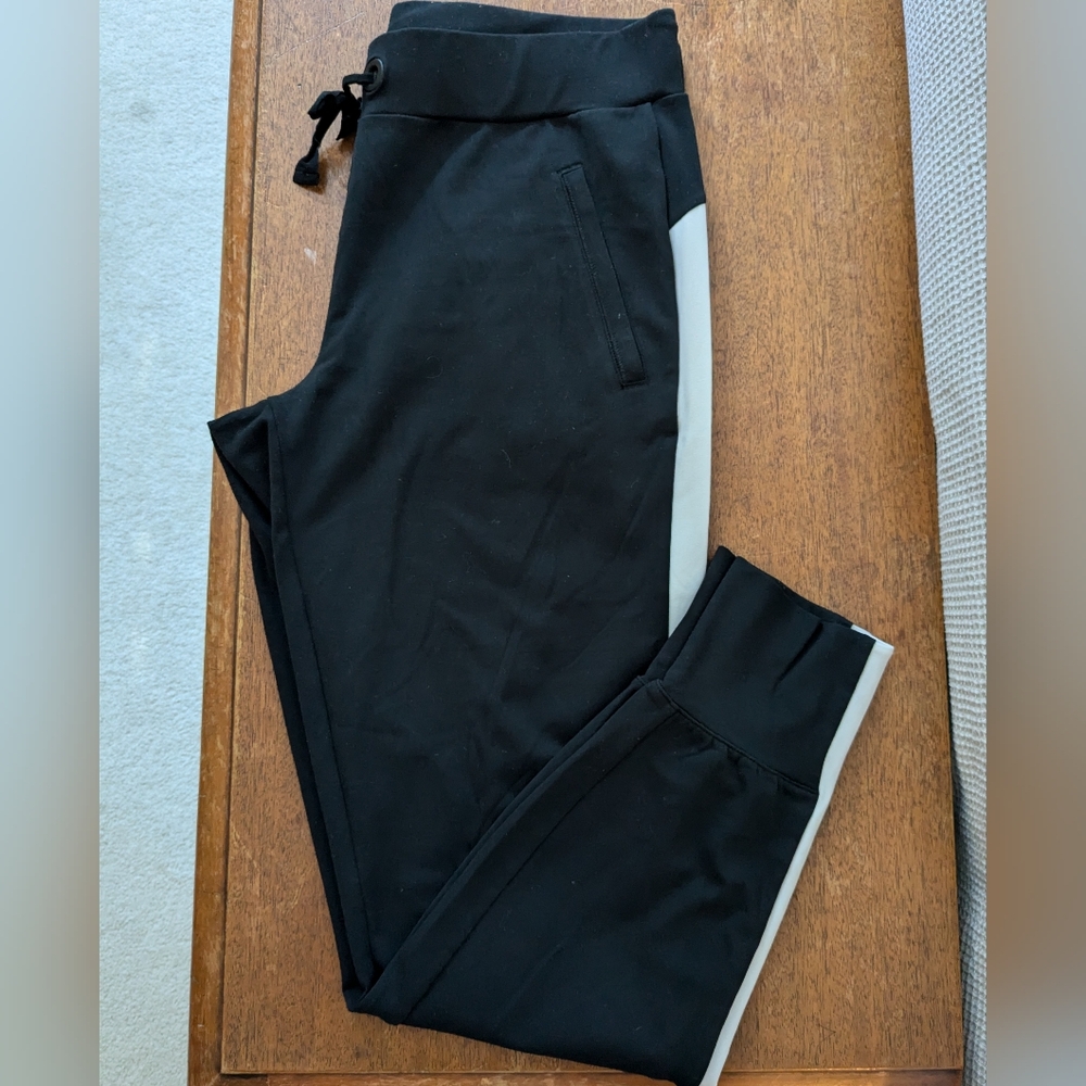 Athleta Black Joggers w/ white stripe